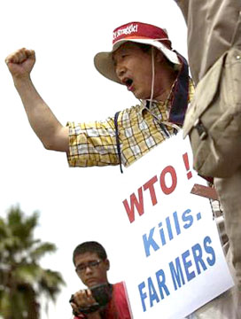 Lee Kyung Hae, the Korean farmer who committed suicide as an act of protest of the 2003 WTO summit in Cancun, Mexico